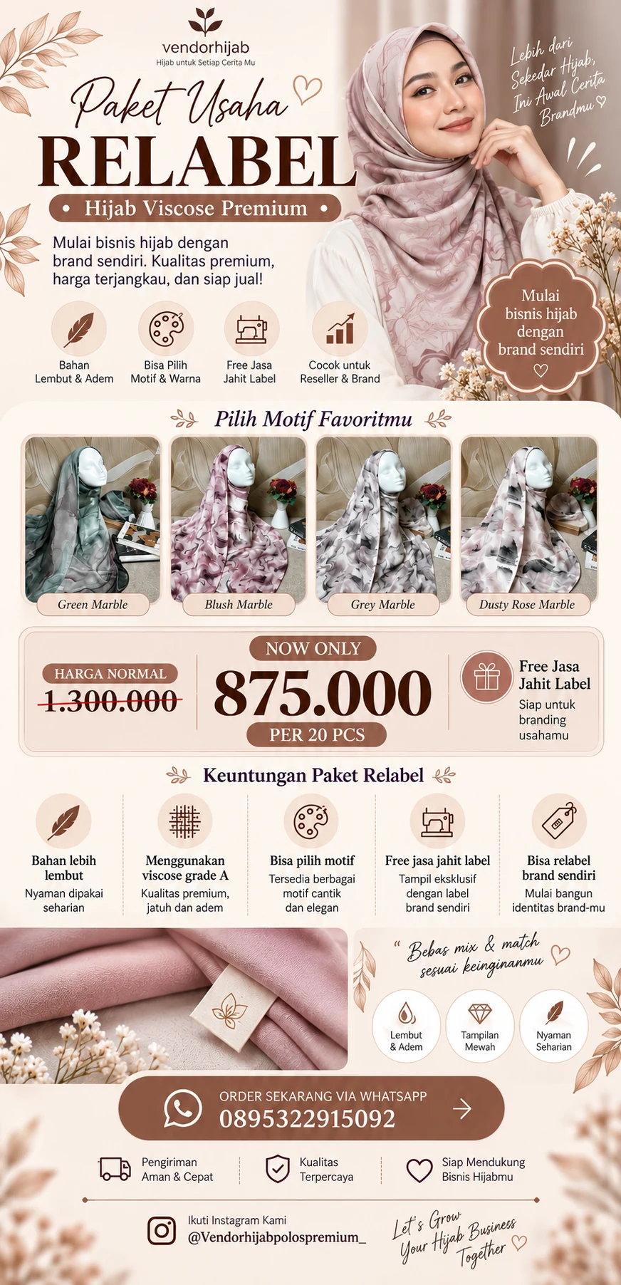 Poster Promo Vendorhijab - Paket Usaha Relabel Hijab Viscose