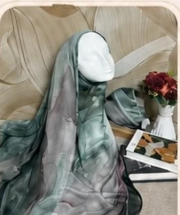 Motif Hijab Green Marble