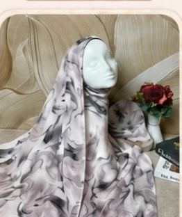 Motif Hijab Grey Marble